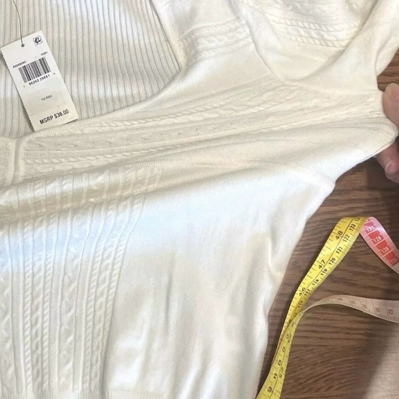 Crave Fame Sweater Sz XL Junior Soft Cable Knit White Ribbed Stretchy NWT - Picture 11 of 14